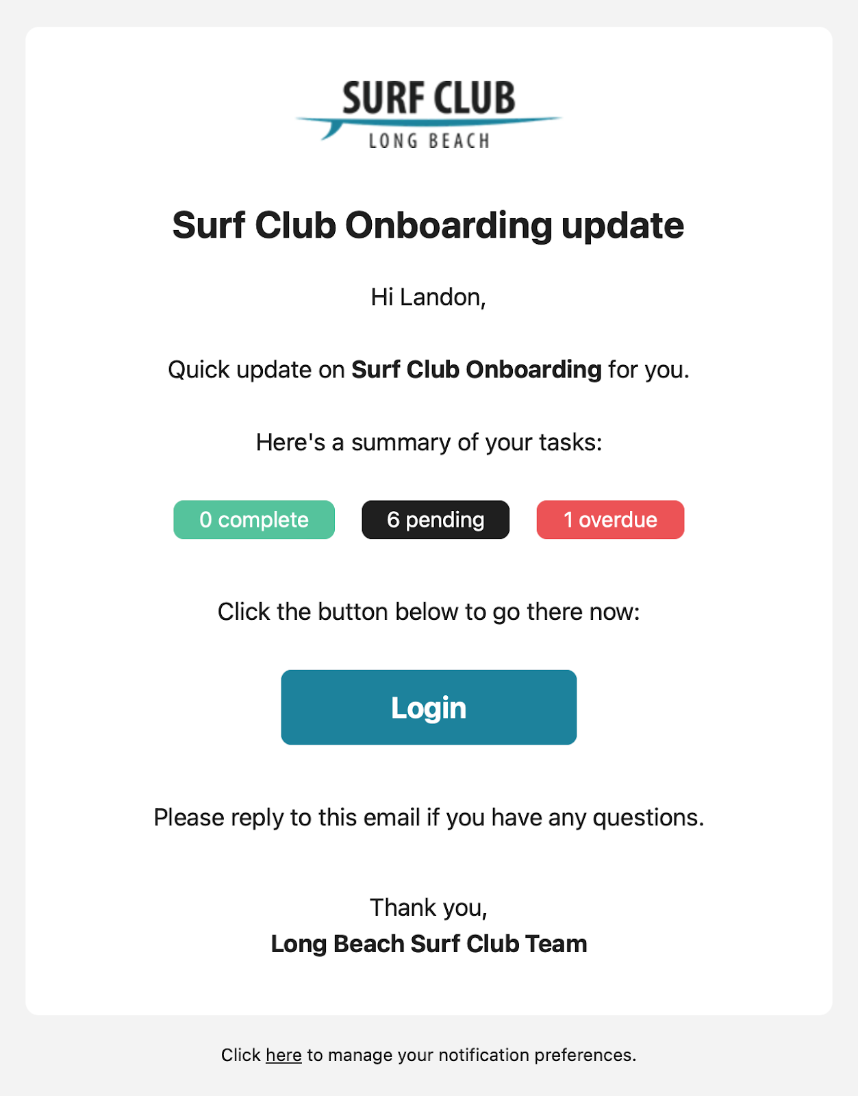 SurfClub Onboarding