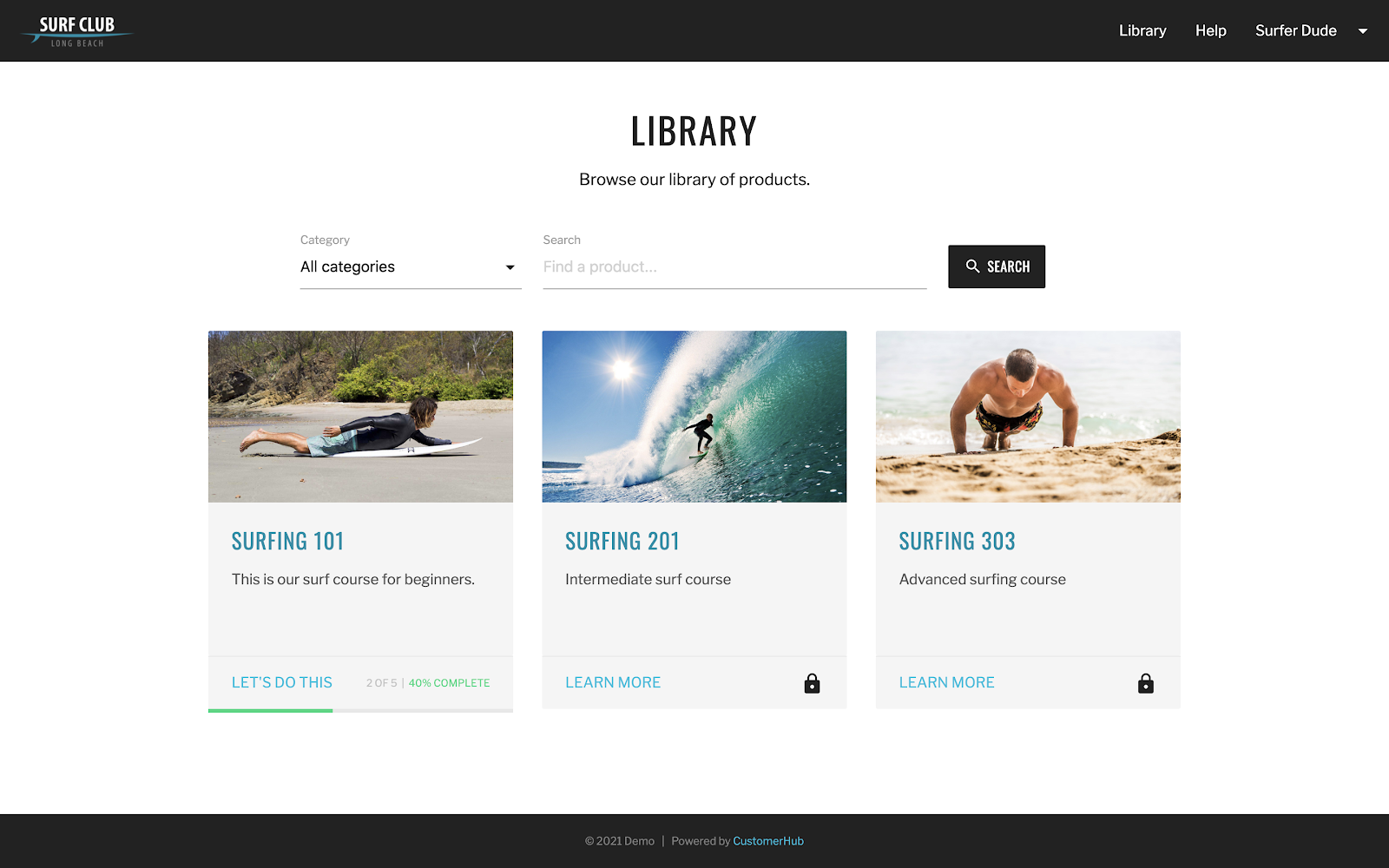 CustomerHub product library